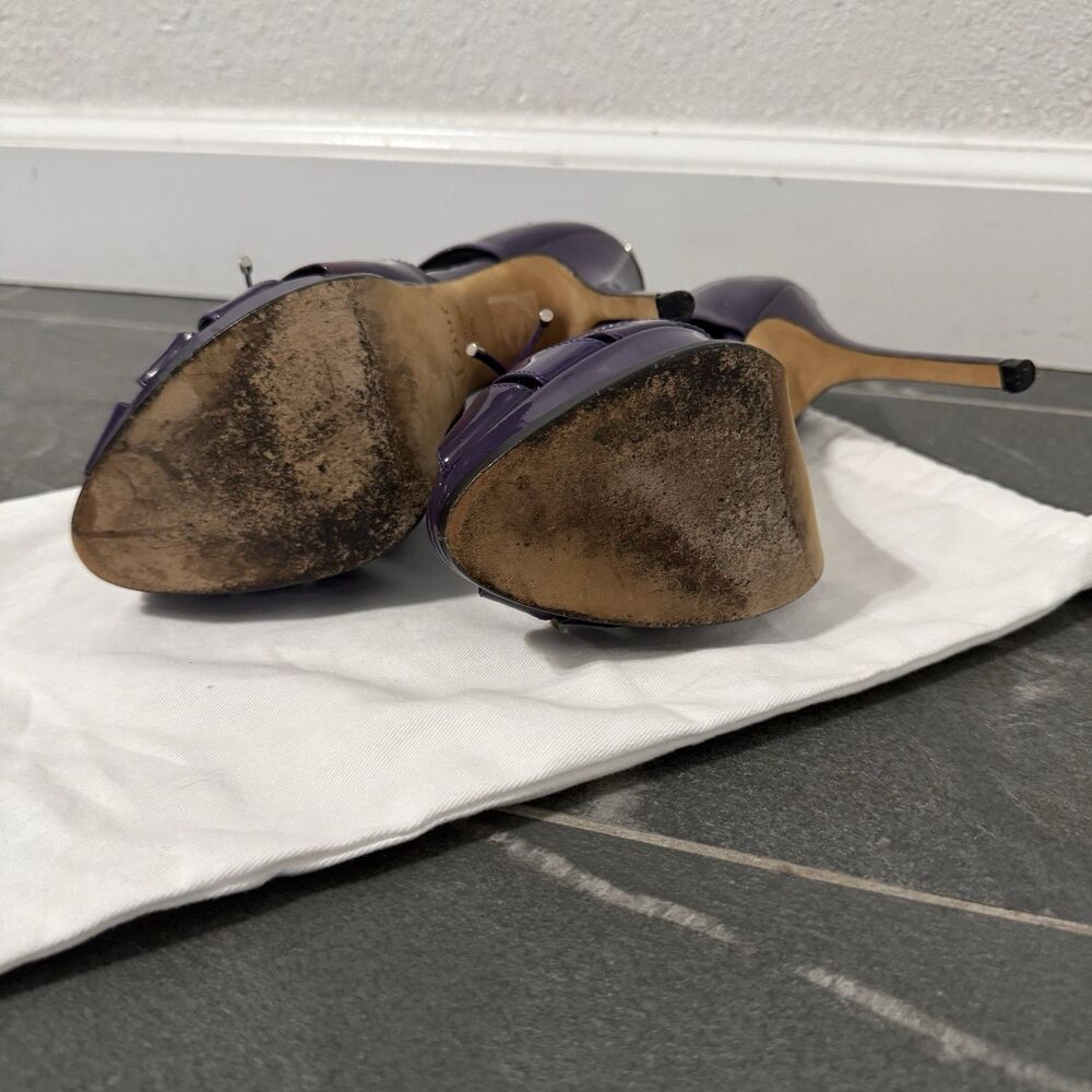 Dior Patent Leather Platform Heels 37.5 US 7.5 Purple Whimsigoth Designer Luxury - Picture 7 of 8